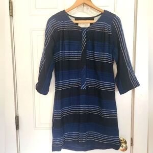 Ace & jig  mini shift dress navy  double cloth organic cotton size sm earthy